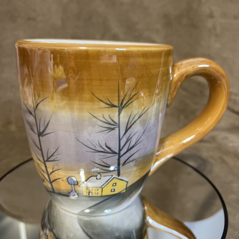 Trisa Oversized Ceramic Mug Winter Scene‎ House Tree Design Microwave Dishwasher
